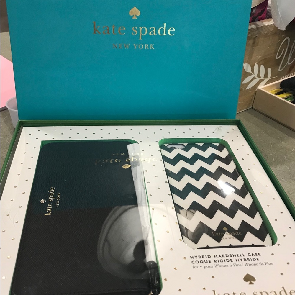 Kate Spade black wristlet and cellphone cover.